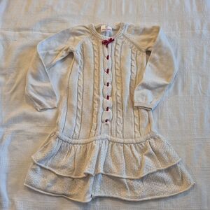 Hanna Andersson girls 110 or 5 cream sweater dress long sleeves GUC